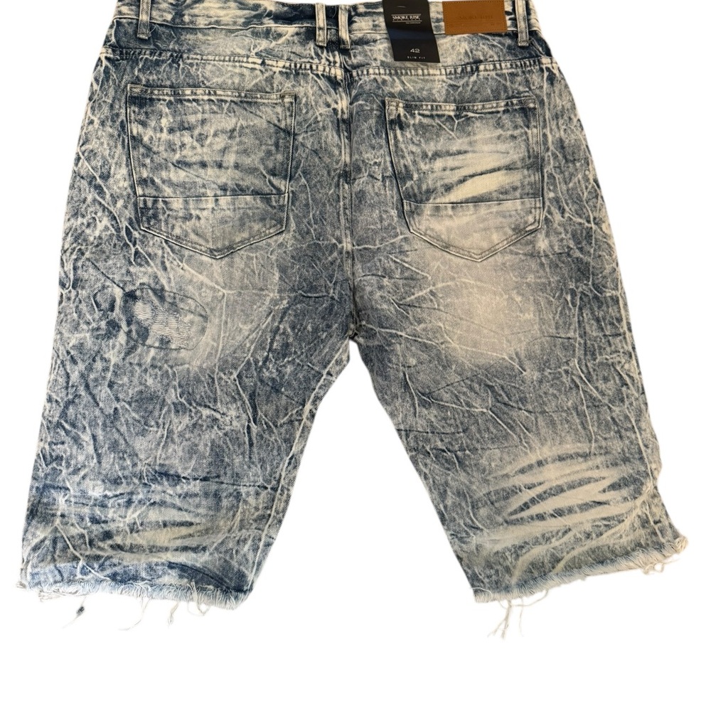 Men's Faded Blue Denim Jean Shorts - Picture 3 of 4